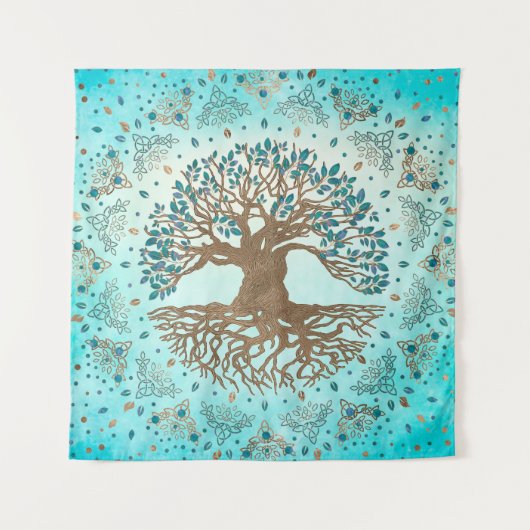 Baum des Lebens - Yggdrasil - Gentle blue Wandteppich (Vorderseite)