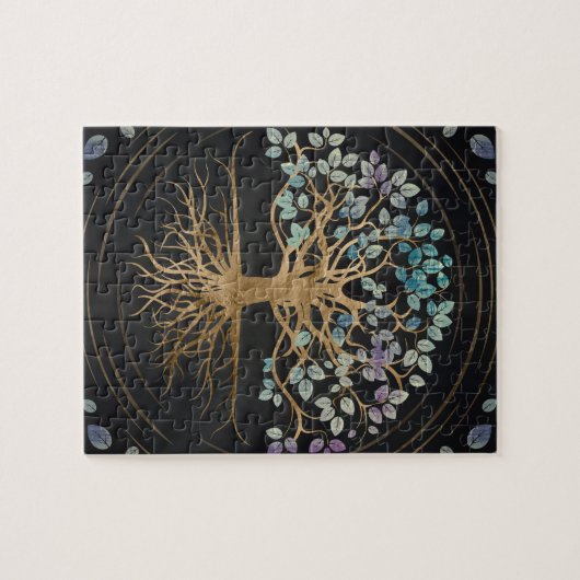 Baum des Lebens - Yggdrasil - Gold u. malte Puzzle (Horizontal)