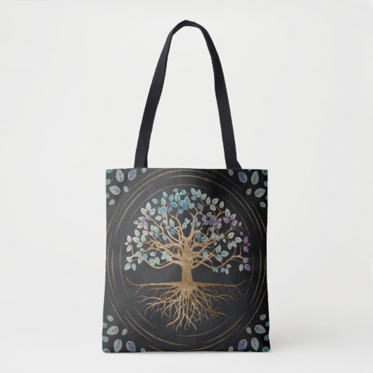 Baum des Lebens - Yggdrasil - Gold u. malte Tasche (Vorderseite)