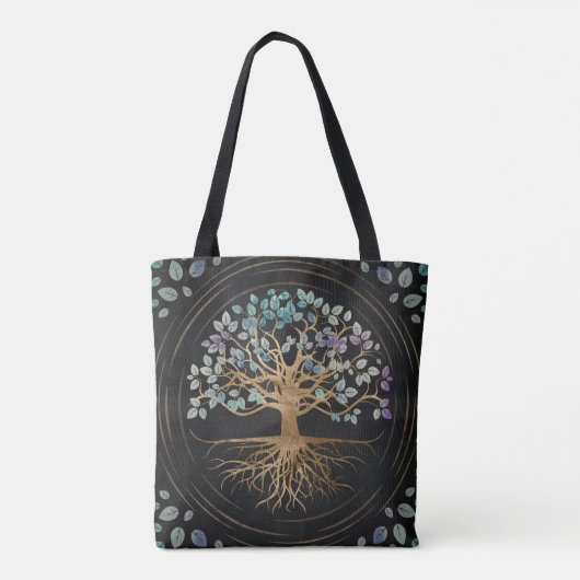 Baum des Lebens - Yggdrasil - Gold u. malte Tasche (Rückseite)