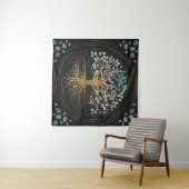 Baum des Lebens - Yggdrasil - Gold u. malte Wandteppich (Beispiel (Horizontal))