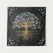 Baum des Lebens - Yggdrasil - Gold u. malte Wandteppich (Vorderseite)