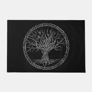 Baum des Lebens - Yggdrasil - Grayscale Fußmatte