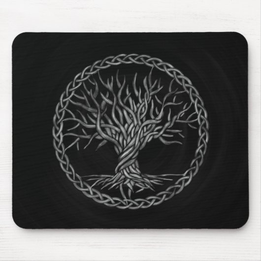 Baum des Lebens - Yggdrasil - Grayscale Mousepad (Vorne)