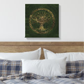 Baum des Lebens - Yggdrasil - grün und gold Leinwanddruck (Insitu (Schlafzimmer))