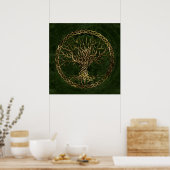 Baum des Lebens - Yggdrasil - grün und gold Poster (Küche)