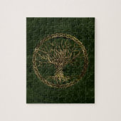 Baum des Lebens - Yggdrasil -grün und Gold Puzzle (Vertikal)