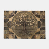 Baum des Lebens - Yggdrasil - Holz und Gold Fußmatte (Vorderseite)