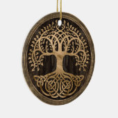 Baum des Lebens - Yggdrasil - Holzbarsch und Gold Keramik Ornament (Rechts)