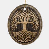 Baum des Lebens - Yggdrasil - Holzbarsch und Gold Keramik Ornament (Links)