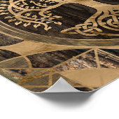 Baum des Lebens - Yggdrasil - Holzbarsche und Gold Poster (Ecke)