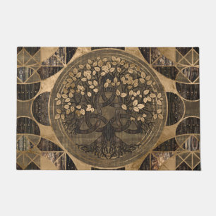 Baum des Lebens - Yggdrasil - hölzerne Barke und Fußmatte