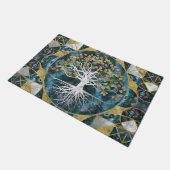 Baum des Lebens - Yggdrasil - Marmor und Gold Fußmatte (Schrägansicht)