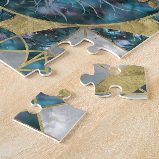 Baum des Lebens - Yggdrasil - Marmor und Gold Puzzle (Seite)