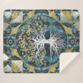 Baum des Lebens - Yggdrasil - Marmor und Gold Sherpadecke (Vorderseite (Horizontal))