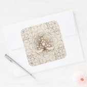 Baum des Lebens - Yggdrasil mit Gold von Triquetra Quadratischer Aufkleber (Umschlag)