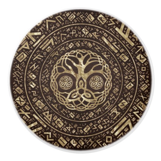 Baum des Lebens - Yggdrasil mit Trinity Knot Keramikknauf (Vorderseite)