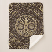 Baum des Lebens - Yggdrasil mit Trinity Knot Sherpadecke (Vorderseite)