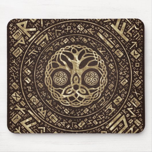 Baum des Lebens - Yggdrasil mit Trinity Knoten Mousepad (Vorne)