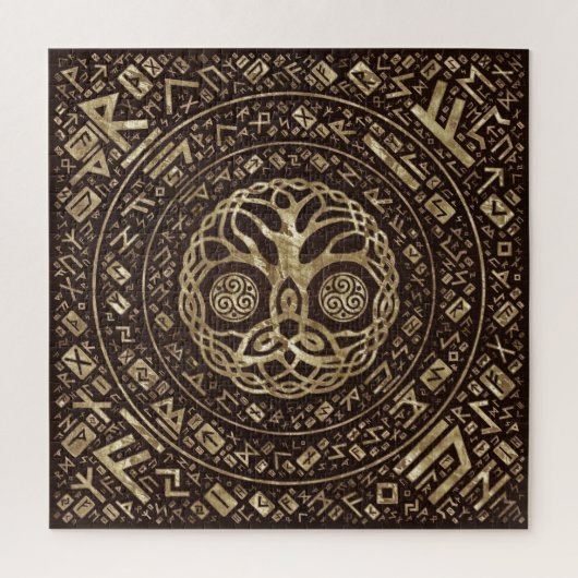 Baum des Lebens - Yggdrasil mit Trinity Knoten Puzzle (Vertikal)