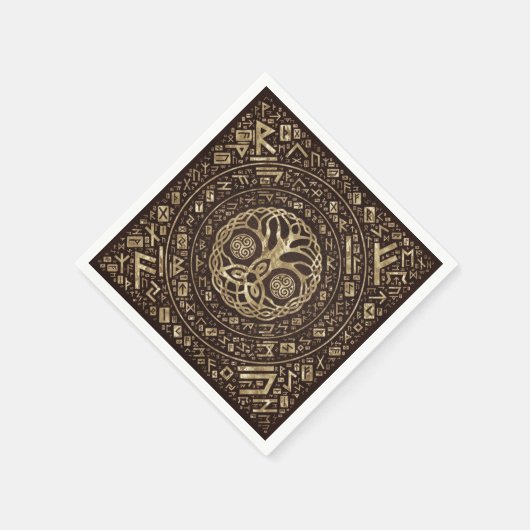 Baum des Lebens - Yggdrasil mit Trinity Knoten Serviette (Ecke)