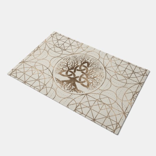 Baum des Lebens - Yggdrasil mit Triquetra Fußmatte (Schrägansicht)