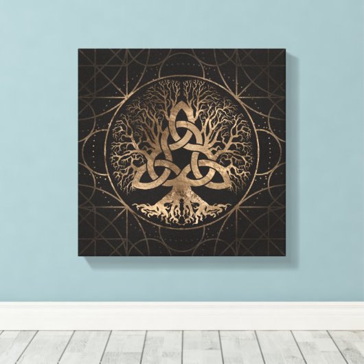 Baum des Lebens - Yggdrasil mit Triquetra Leinwanddruck (Insitu (Holzboden))