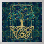 Baum des Lebens - Yggdrasil mit Triquetra-Symbolen Poster (Vorne)