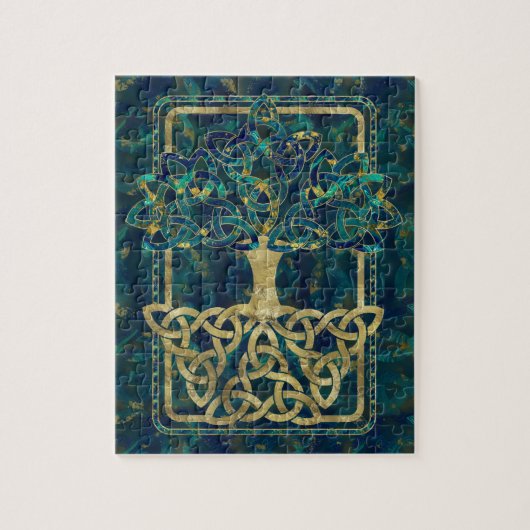 Baum des Lebens - Yggdrasil mit Triquetra Symbolen Puzzle (Vertikal)