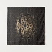 Baum des Lebens - Yggdrasil mit Triquetra Wandteppich (Vorderseite (Horizontal))