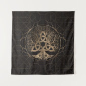 Baum des Lebens - Yggdrasil mit Triquetra Wandteppich (Vorderseite)