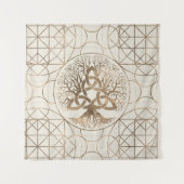 Baum des Lebens - Yggdrasil mit Triquetra Wandteppich (Vorderseite)