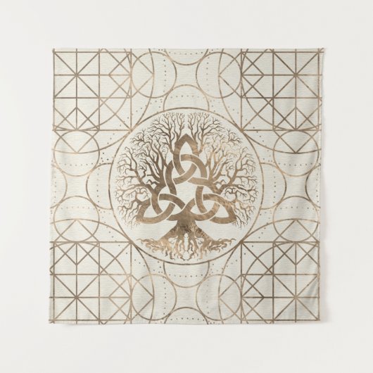 Baum des Lebens - Yggdrasil mit Triquetra Wandteppich (Vorderseite)