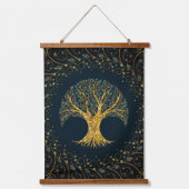 Baum des Lebens - Yggdrasil Ornament Wandteppich Mit Holzrahmen (Vorderseite)