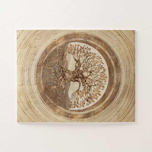 Baum des Lebens - Yggdrasil Pastel Gold Puzzle (Horizontal)