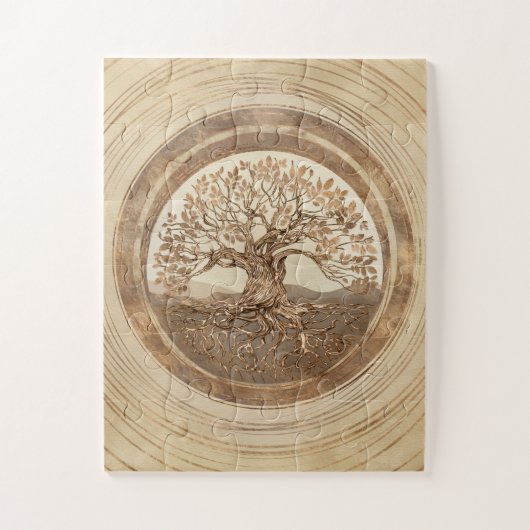 Baum des Lebens - Yggdrasil Pastel Gold Puzzle (Vertikal)