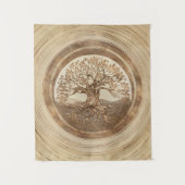 Baum des Lebens - Yggdrasil Pastel Gold Wandteppich (Vorderseite)