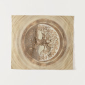 Baum des Lebens - Yggdrasil Pastel Gold Wandteppich (Vorderseite (Horizontal))