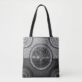 Baum des Lebens - Yggdrasil- Punkt-KunstGrayscale Tasche (Vorderseite)