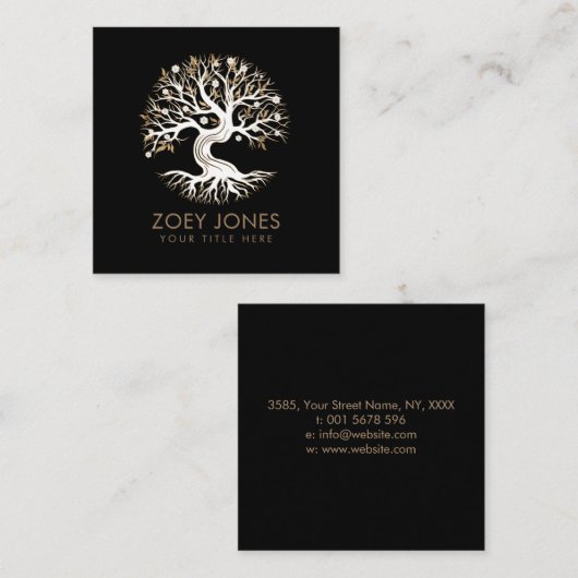 Baum des Lebens - Yggdrasil Quadratische Visitenkarte (Vorne/Hinten)