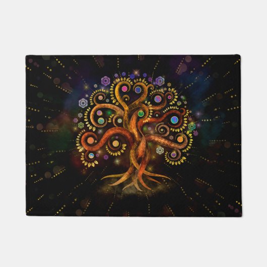Baum des Lebens - Yggdrasil - Rainbow Swirl Fußmatte (Vorderseite)