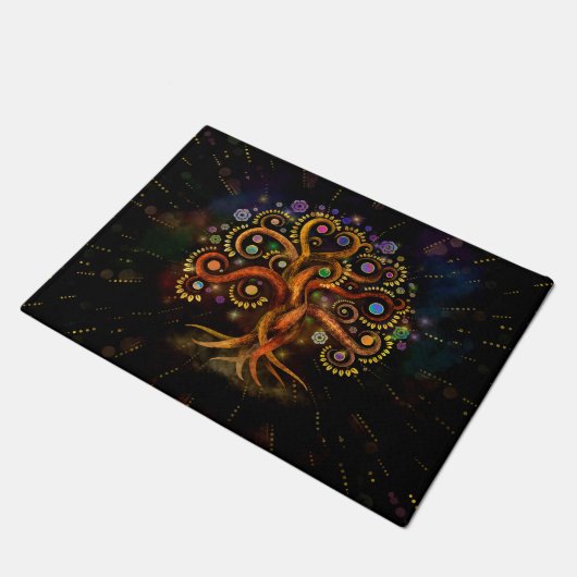 Baum des Lebens - Yggdrasil - Rainbow Swirl Fußmatte (Schrägansicht)