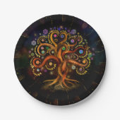 Baum des Lebens - Yggdrasil - Rainbow Swirl Pappteller (Vorderseite)