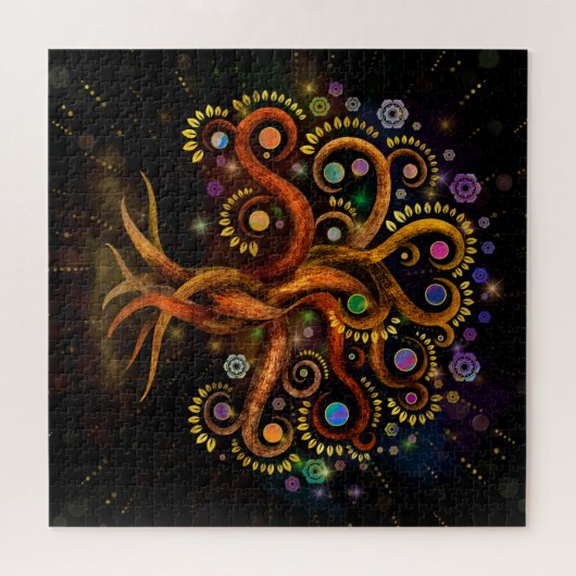 Baum des Lebens - Yggdrasil - Rainbow Swirl Puzzle (Horizontal)