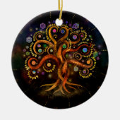 Baum des Lebens - Yggdrasil - Regenbogenwirl Keramik Ornament (Vorne)