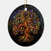 Baum des Lebens - Yggdrasil - Regenbogenwirl Keramik Ornament (Links)