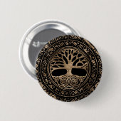 Baum des Lebens - Yggdrasil-Runenmuster Button (Vorne & Hinten)