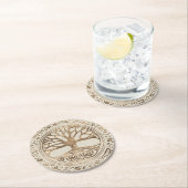 Baum des Lebens - Yggdrasil-Runenmuster Runder Pappuntersetzer (Vor Ort)