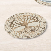 Baum des Lebens - Yggdrasil-Runenmuster Runder Pappuntersetzer (Angewinkelt)