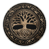 Baum des Lebens - Yggdrasil Runic Pattern Keramikknauf (Vorderseite)